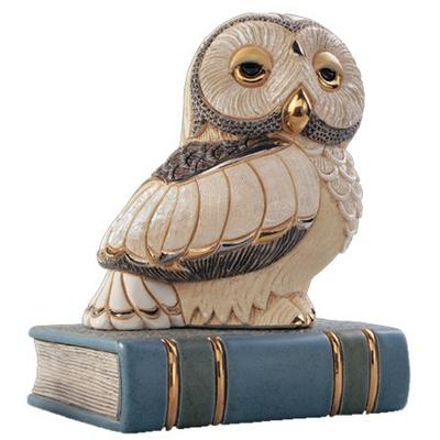 Керамическая фигурка De Rosa Rinconada Сова Белая на Книжке