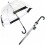 Женский зонт-трость прозрачный Fulton Birdcage-1 L041 -  Black White - изображение 2