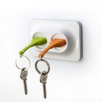 Ключница настенная и брелки для ключей Double Unplug Qualy Зеленый и Оранжевый