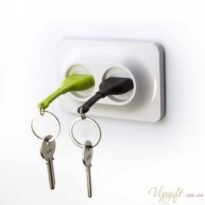 Ключница настенная и брелки для ключей Double Unplug Qualy Зеленый и Черный