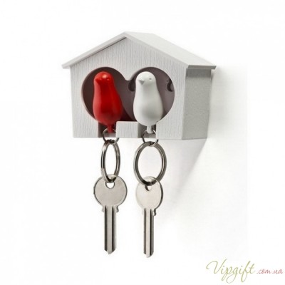 Ключница настенная и брелки для ключей Duo Sparrow Qualy Белый и Красный