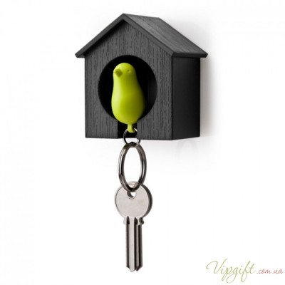 Ключница настенная и брелок для ключей Sparrow Qualy Зеленый в черном