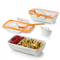 Ланч бокс прямоугольный Bento Box Black+Blum бело-оранжевый