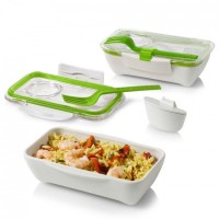 Ланч бокс прямоугольный Bento Box Black+Blum бело-зеленый