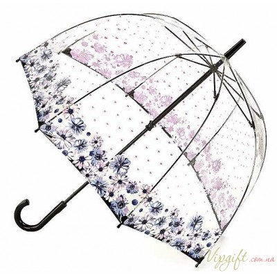 Женский зонт-трость прозрачный Fulton Birdcage-2 L042 - Flower Love