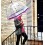 Женский зонт-трость прозрачный Fulton Birdcage-2 L042 - Colour Burst Stripe - изображение 6
