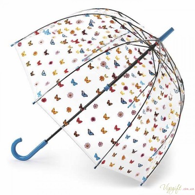 Женский зонт-трость прозрачный Fulton Birdcage-2 L042 - English Garden