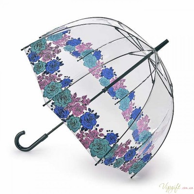 Женский зонт-трость прозрачный Fulton Birdcage-2 L042 Moody Rose Капризная Роза