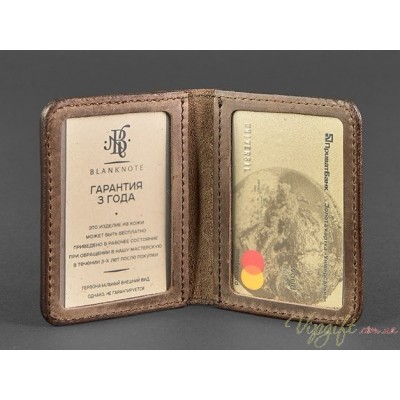 Кожаная обложка BlankNote для ID-паспорта и водительских прав 4.0 орех