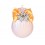 Елочный шар цветы на золотом банте Айвори 10 см - изображение 1