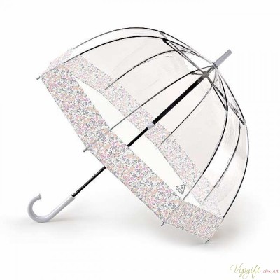 Женский зонт-трость прозрачный Fulton L042 Birdcage-2 Wedding Floral Border