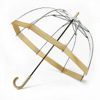 Женский зонт-трость прозрачный Fulton Birdcage-1 Gold