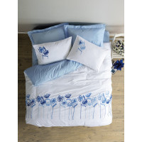 Комплект постельного белья с вышивкой Cotton Box Onella Mavi 200x220