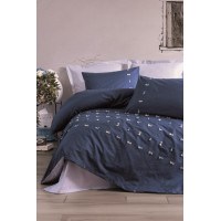 Комплект постельного белья с вышивкой Cotton Box Panos Kahve 200x220